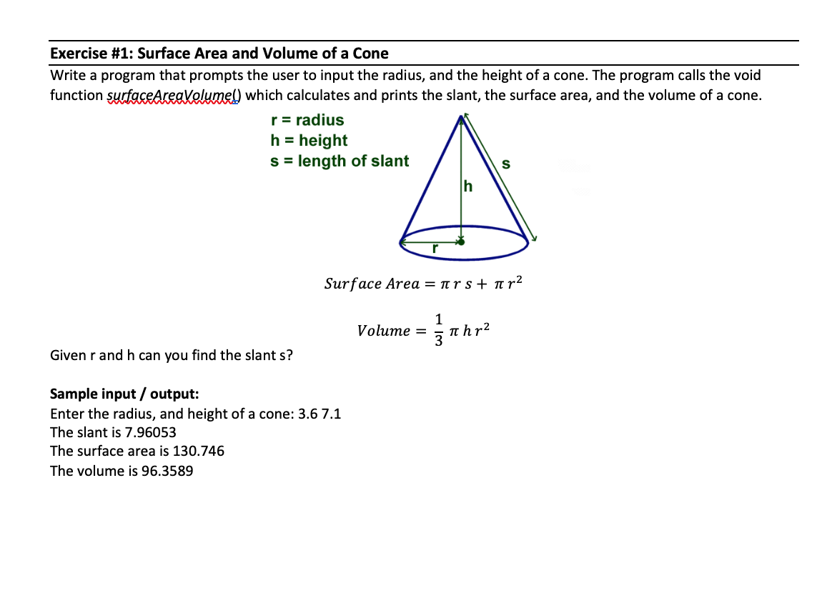 surface area of cone questions