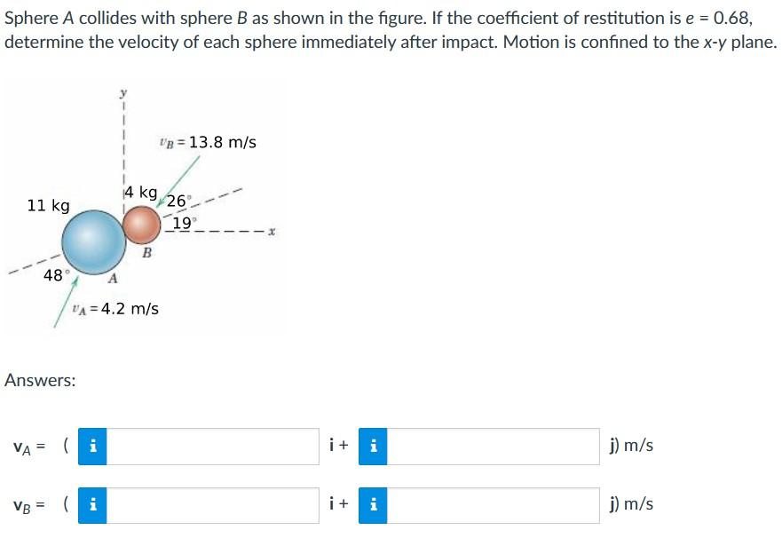 Solved Sphere A collides with sphere B as shown in the | Chegg.com