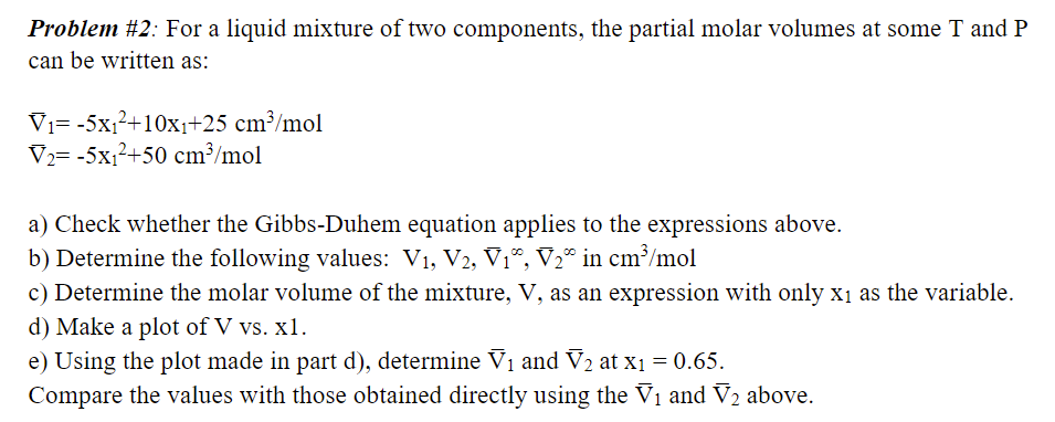 Solved Problem #2: For a liquid mixture of two components, | Chegg.com