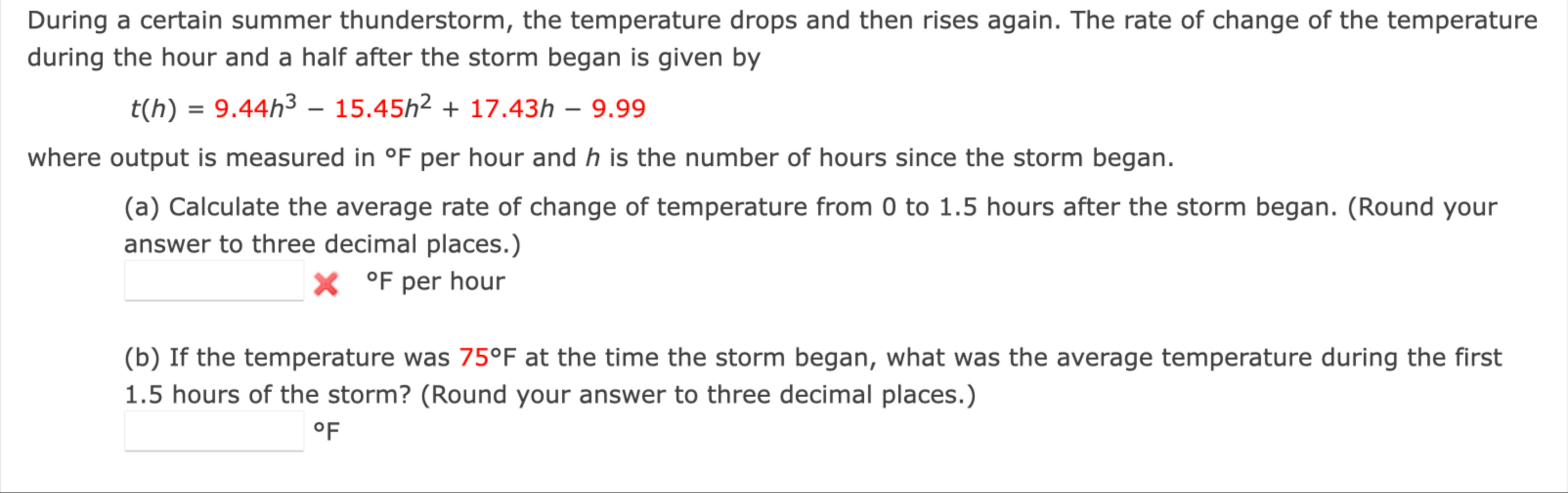 Solved During a certain summer thunderstorm, the temperature | Chegg.com