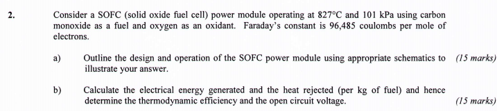 Solved Consider a SOFC (solid oxide fuel cell) power module | Chegg.com