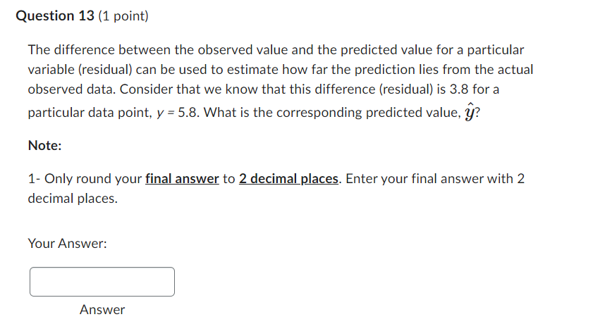 Solved The difference between the observed value and the | Chegg.com
