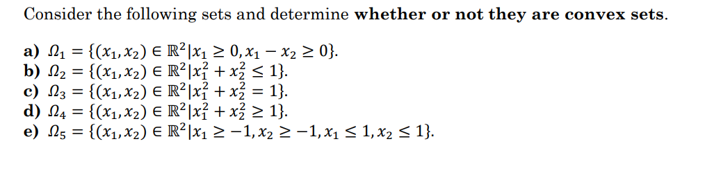 Solved Consider the following sets and determine whether or | Chegg.com