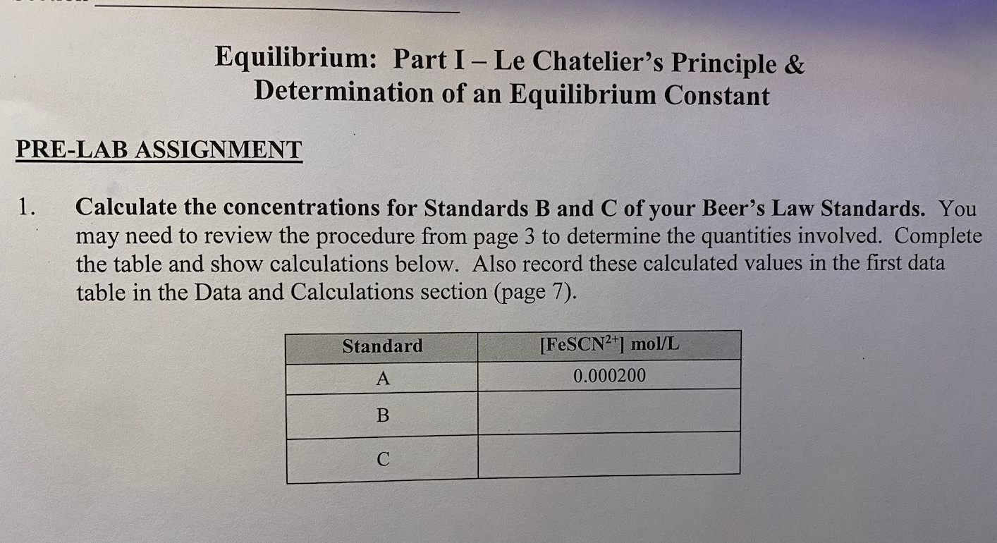 Equilibrium: Part I - Le Chatelier's Principle & | Chegg.com