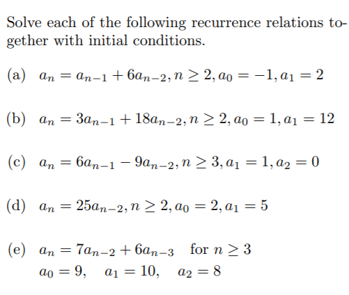 Solved Solve each of the following recurrence relations to- | Chegg.com