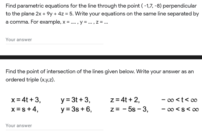 Solved Find parametric equations for the line through the | Chegg.com