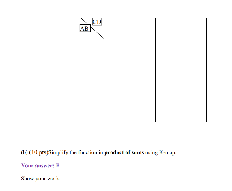 Solved 8. Given The Following Boolean Function F(A, B, C, D) | Chegg.com