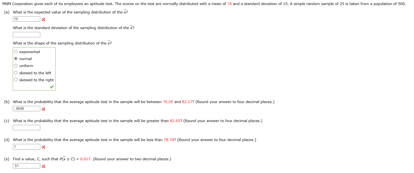 Solved (a) What is the expected value of the sampling | Chegg.com