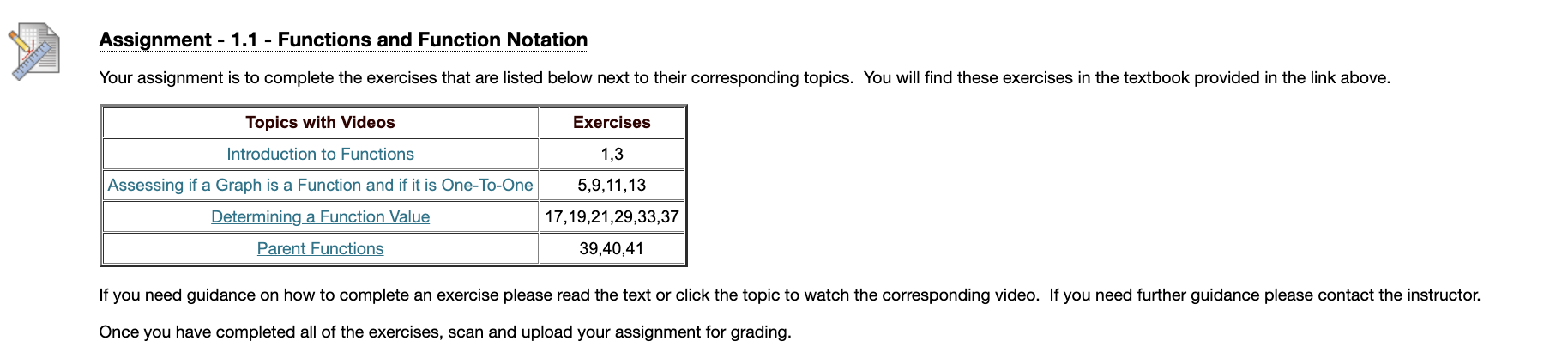 practice assignment 3.1 functions and function notation