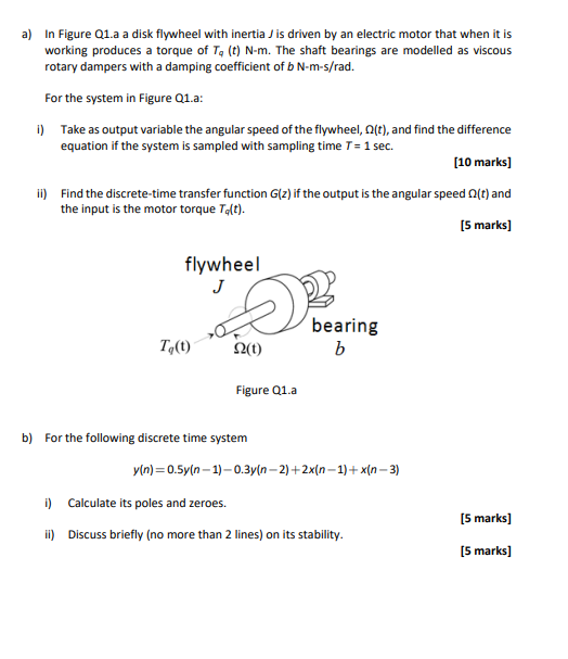 Solved a) In Figure Q1.a a disk flywheel with inertia J is | Chegg.com