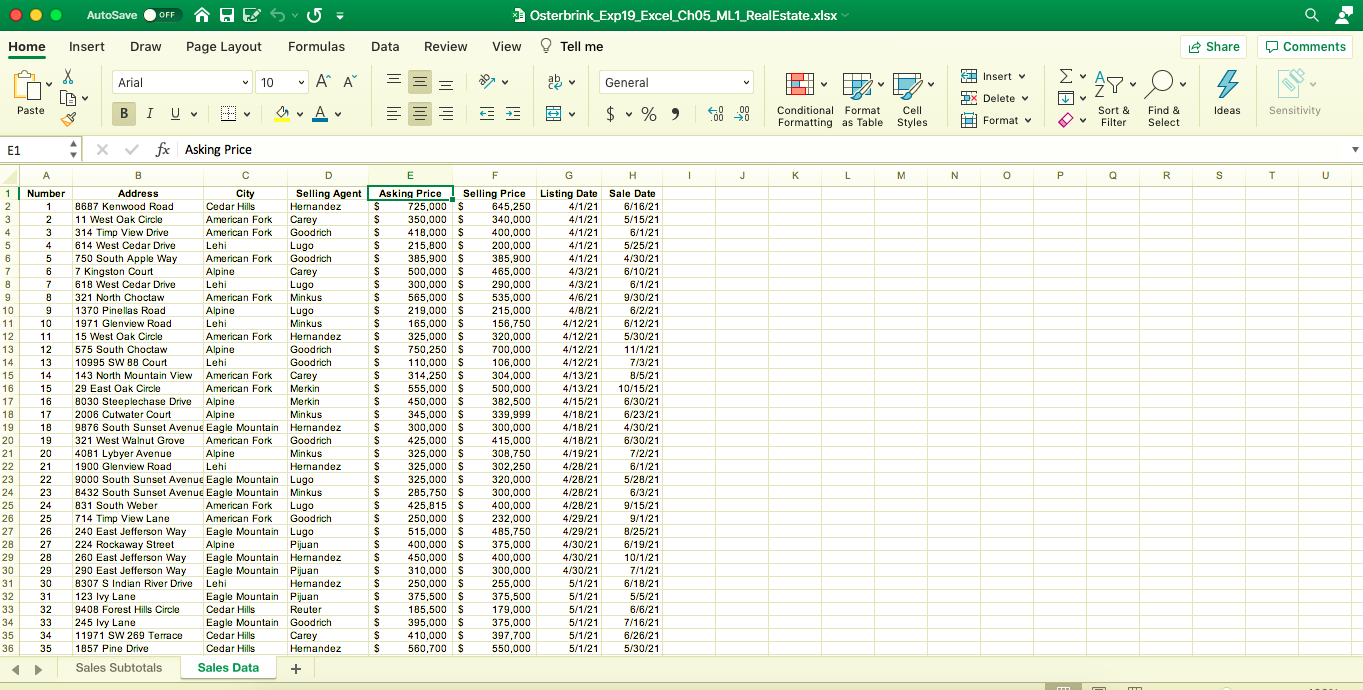 Solved 1 0 N 5 Start Excel Download And Open The File Named