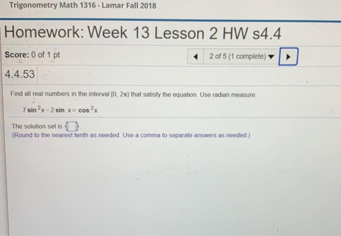 Trigonometry homework help