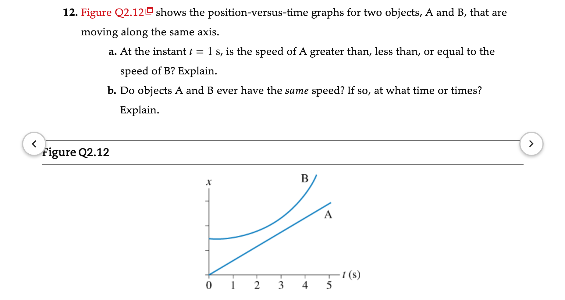 Solved 12 Figure Q2120 Shows The Position Versus Time | Cheggcom