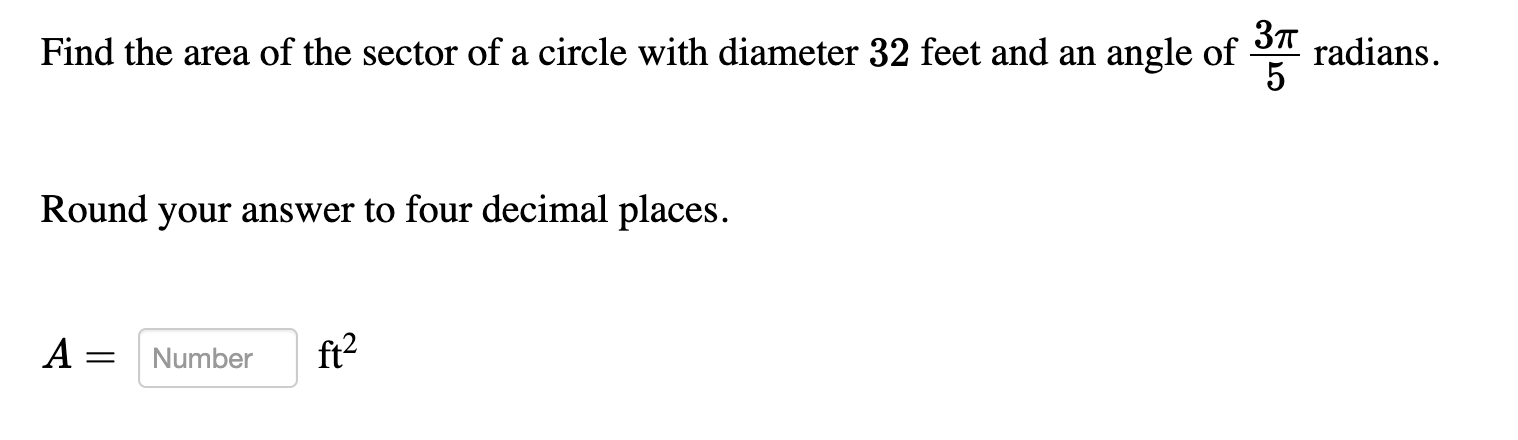 Solved Find the area of the sector of a circle with diameter | Chegg.com