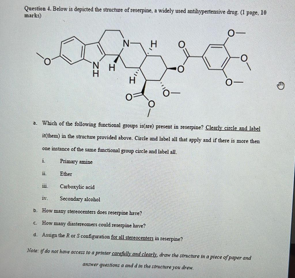 Solved Question 4. Below Is Depicted The Structure Of | Chegg.com