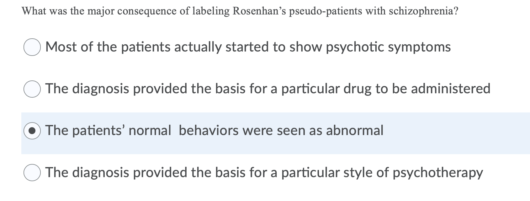 Solved What Was The Major Consequence Of Labeling Rosenhan s Chegg