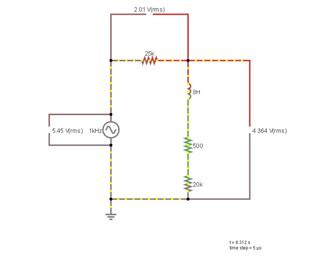 Solved 2.01 Vrms) 25k -WW 8H 5.45 Vrms) 1kHz 4.364 Vrms) 500 | Chegg.com