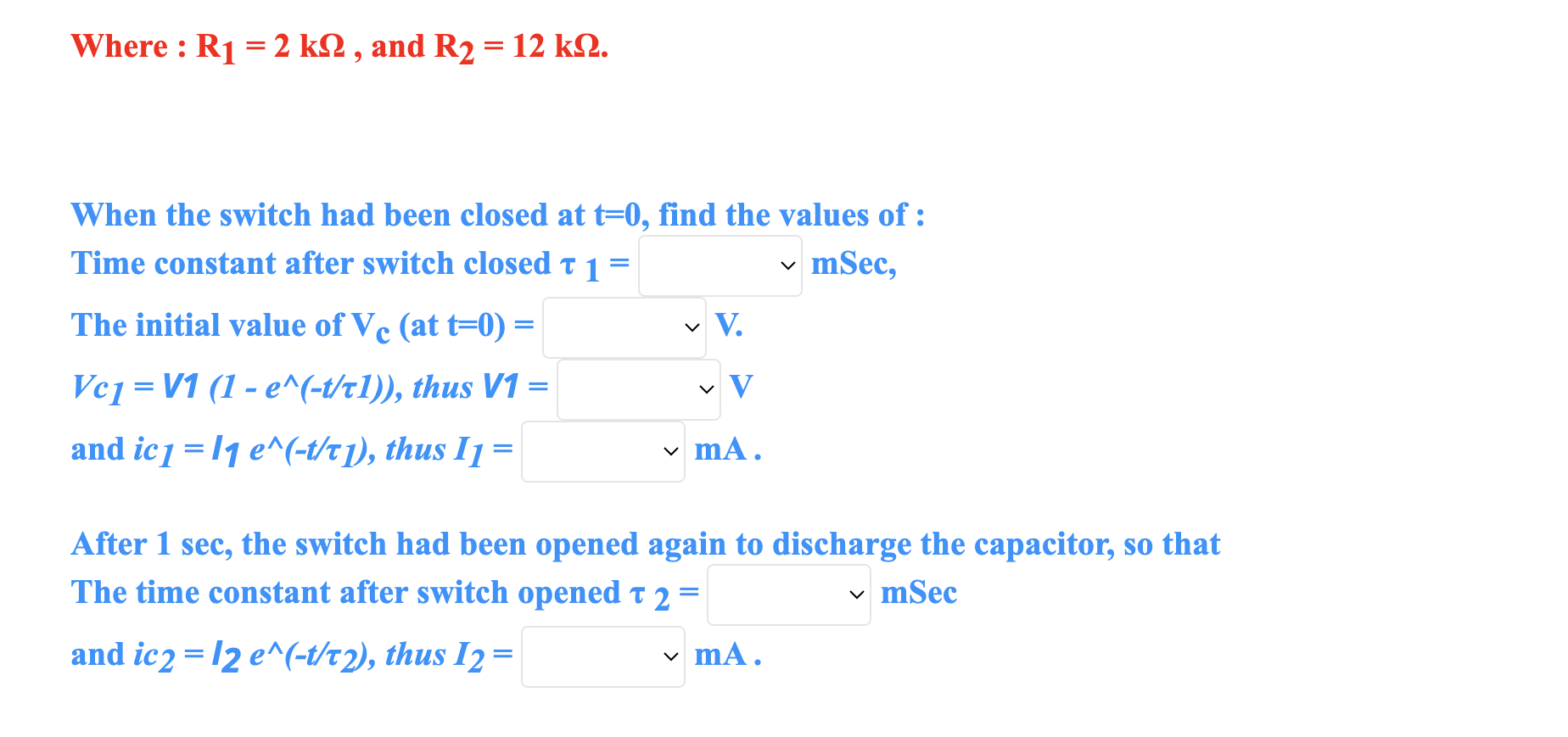 Solved Where :R1=2kΩ, and R2=12kΩ.Where : R1=2kΩ, and | Chegg.com
