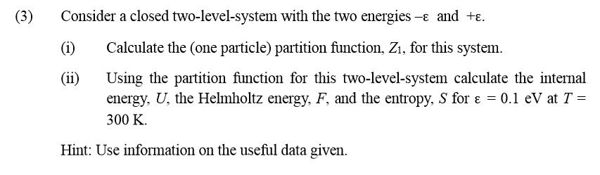Solved ) Consider a closed two-level-system with the two | Chegg.com