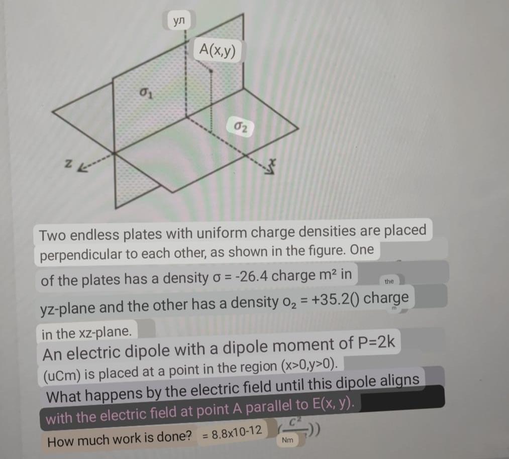 Solved Two endless plates with uniform charge densities are | Chegg.com