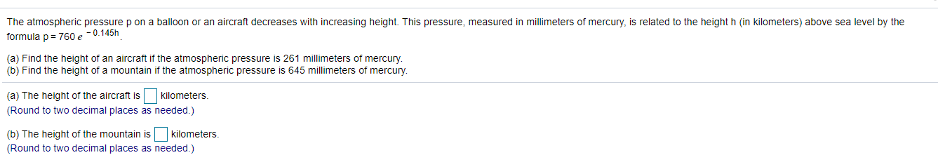 Solved The atmospheric pressure p on a balloon or an | Chegg.com