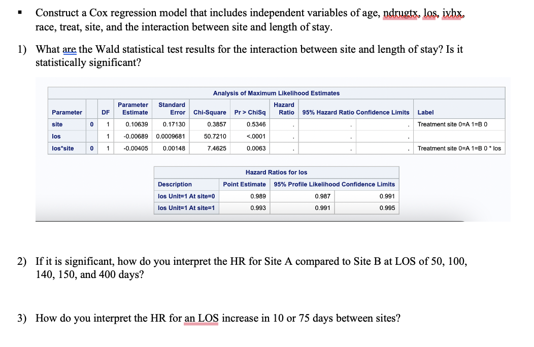 - Construct a Cox regression model that includes | Chegg.com