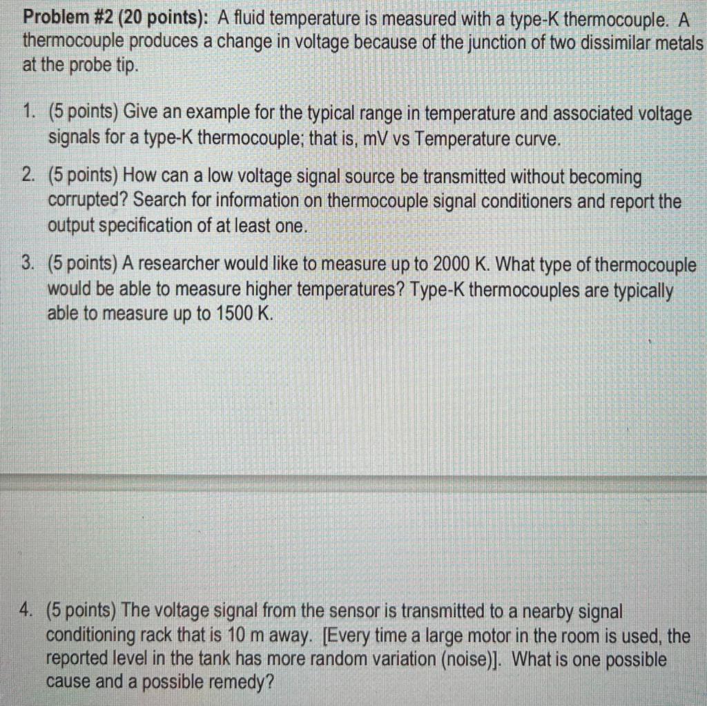 Solved Problem #2 (20 points): A fluid temperature is | Chegg.com