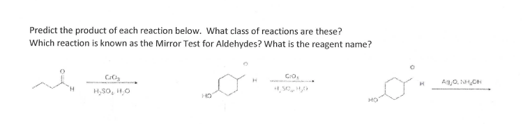 Solved Predict the product of each reaction below. What | Chegg.com