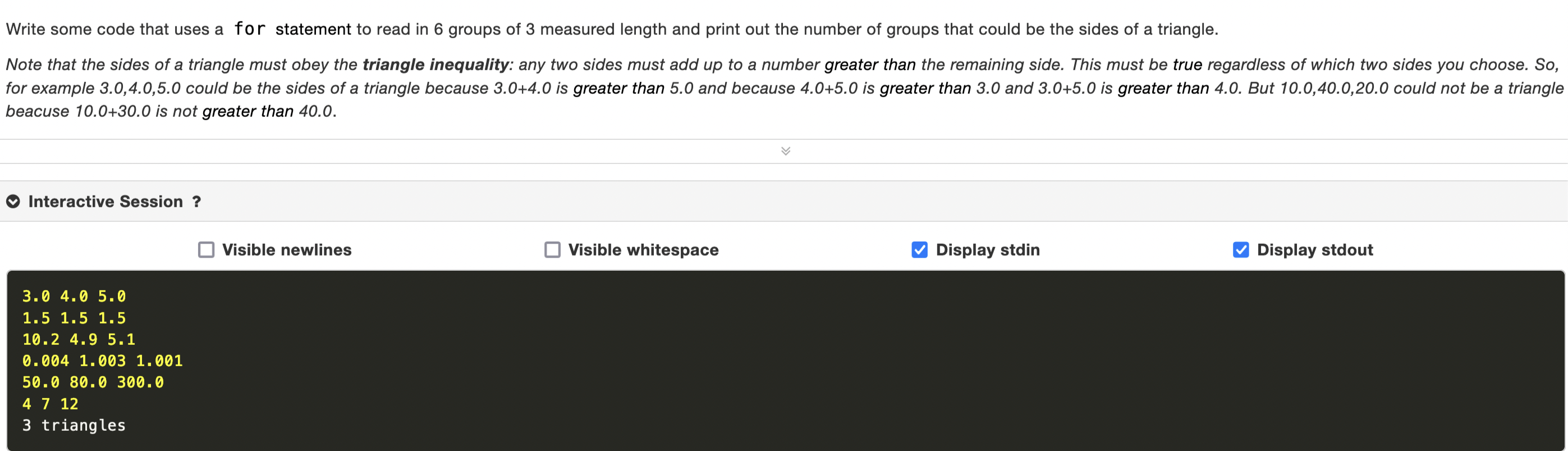 Solved Write some code that uses a for statement to read in | Chegg.com