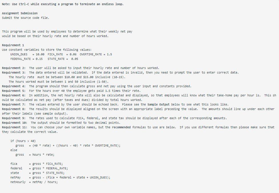 Solved Note: Use ctrl-c while executing a program to | Chegg.com