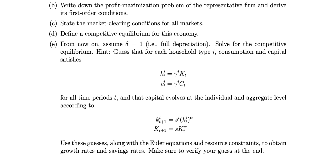 Solved 3. Neoclassical Model with Heterogeneity in | Chegg.com