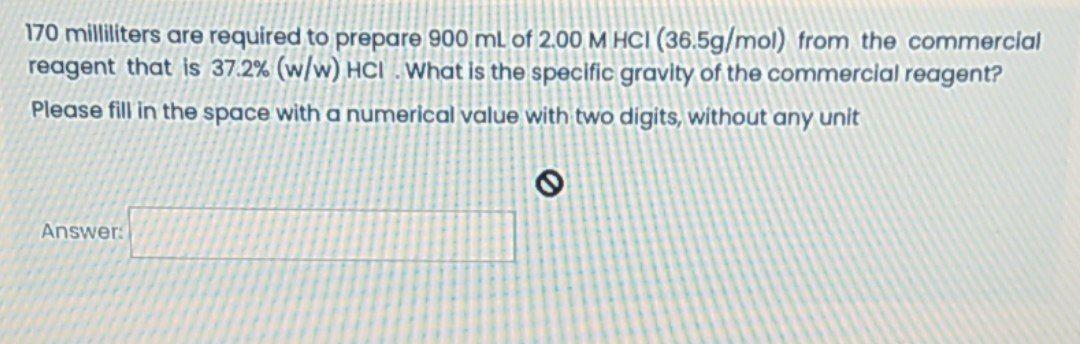 Solved 170 milliliters are required to prepare 900 mL of | Chegg.com