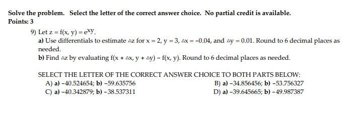 Solved Solve the problem. Select the letter of the correct | Chegg.com
