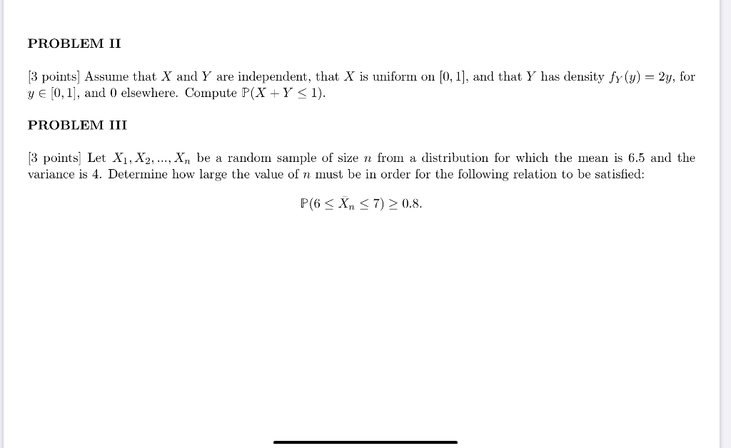 Solved PROBLEM II 3 pointsAssume that X and Y are | Chegg.com