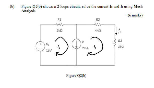 Solved (b) Figure Q2(b) Shows A 2 Loops Circuit, Solve The | Chegg.com