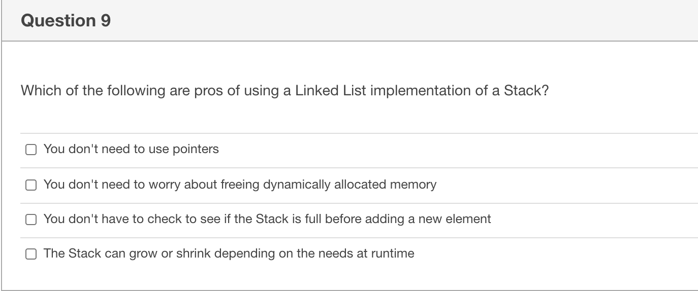 Solved Question 8 If a Stack is implemented with an array, | Chegg.com