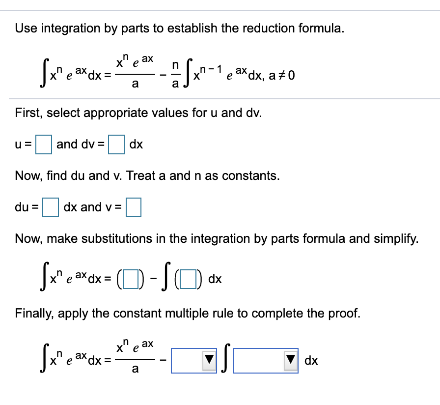 Solved Use integration by parts to establish the reduction | Chegg.com