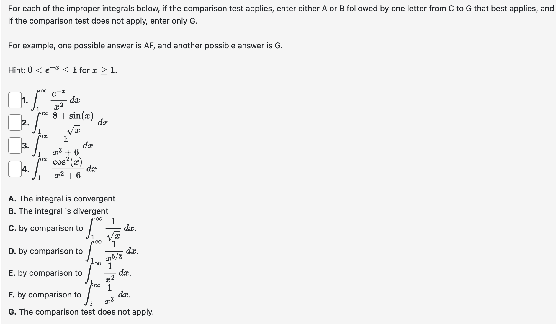 Solved For Each Of The Improper Integrals Below, If The | Chegg.com