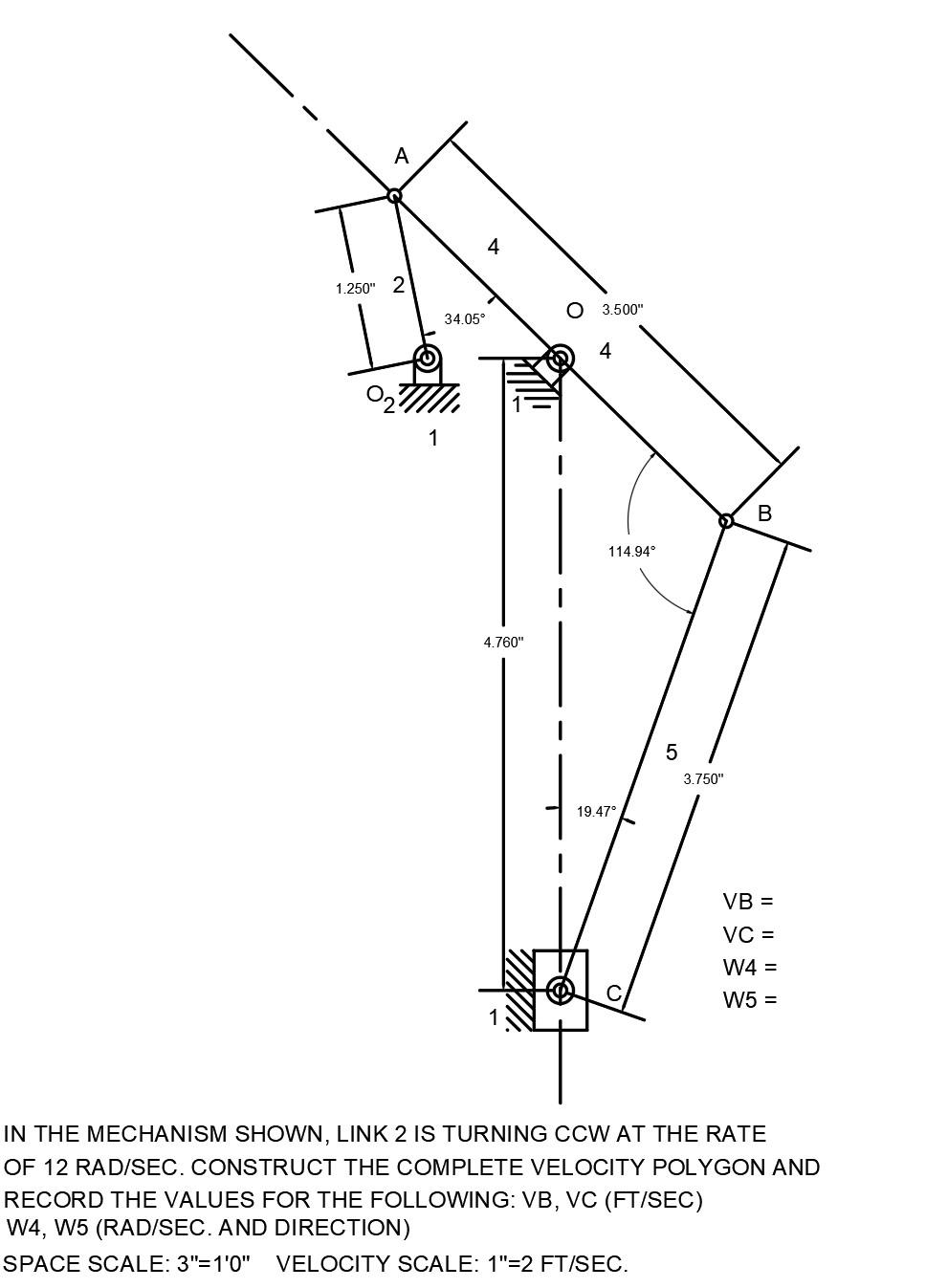 Solved SOLVE GRAPHICALLY IN THE MECHANISM SHOWN, LINK 2 IS | Chegg.com