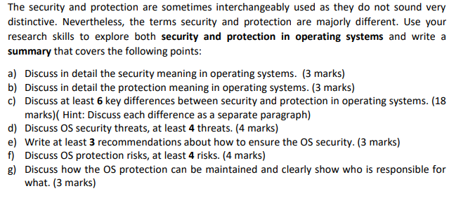 Solved The Security And Protection Are Sometimes Chegg