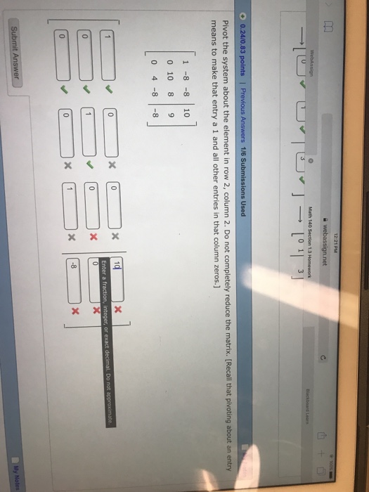 Solved Pivot the system about the element in row 2 column Chegg