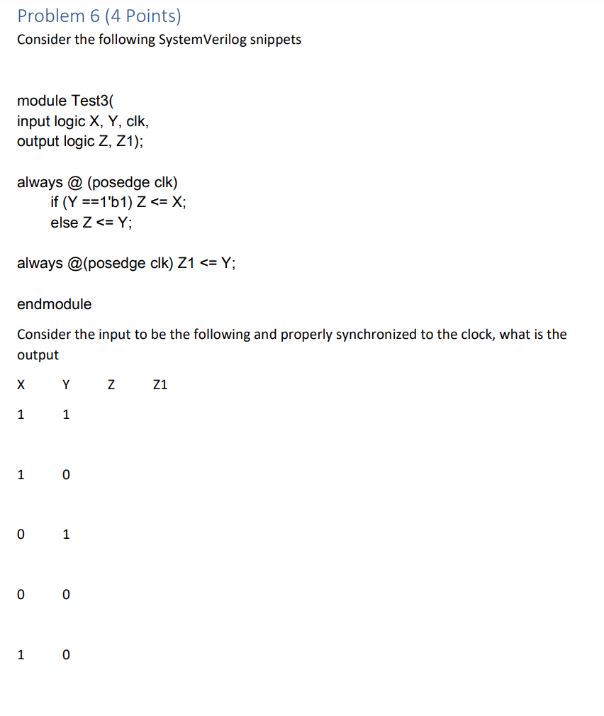 Solved Problem 6 (4 Points) Consider the following | Chegg.com