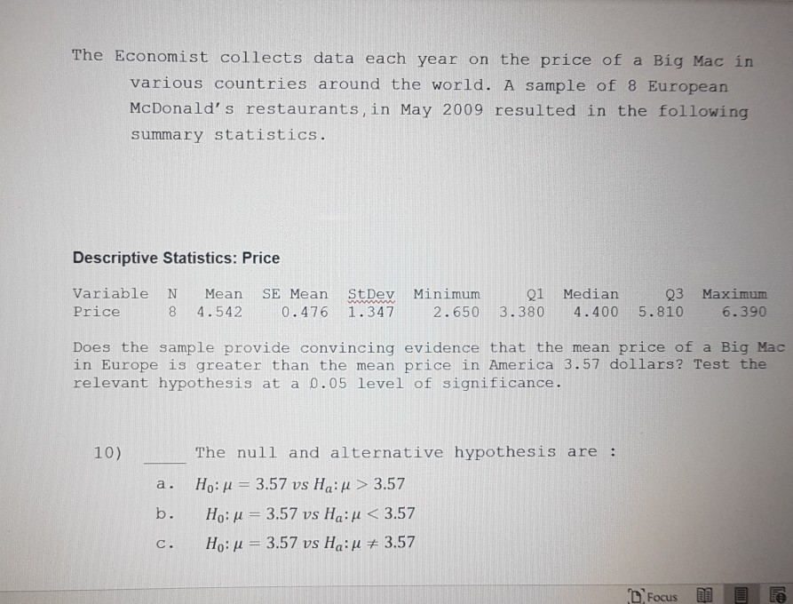 cost of a big mac in 2009