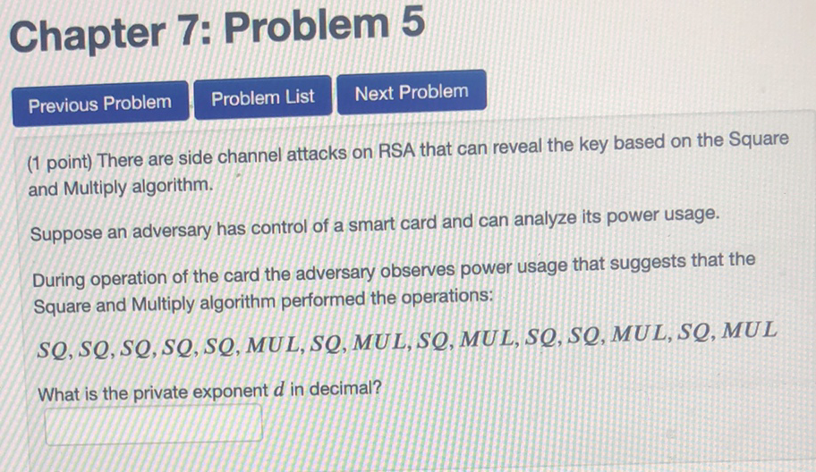 Chapter 7: Problem 5 Previous Problem Problem List | Chegg.com
