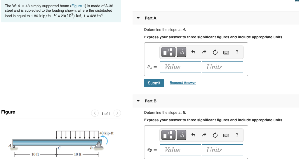 Solved The W14 X 43 simply supported beam (Figure 1) is made | Chegg.com