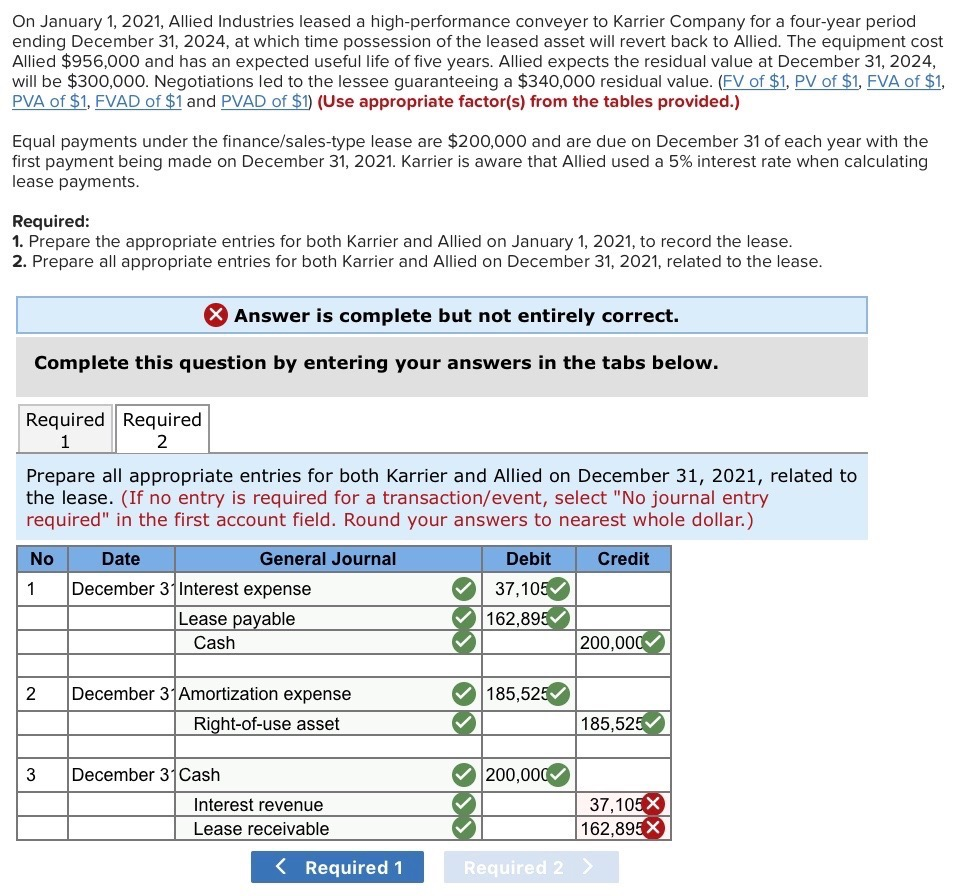 Solved On January 1, 2021, Allied Industries leased a | Chegg.com