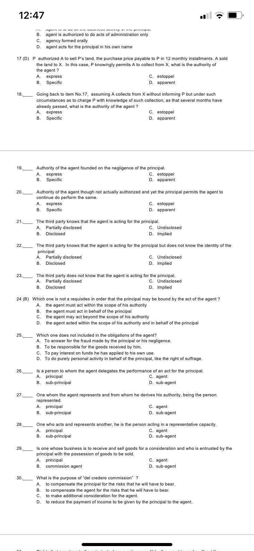 Solved Multiple Choice - write the letter of your choice on | Chegg.com