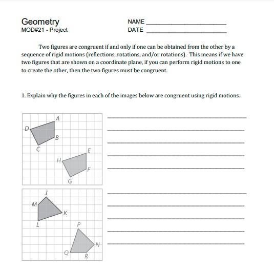 Solved Two figures are congruent if and only if one can be | Chegg.com