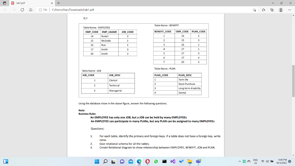 Lab1.pdf X File C:/Users/thari/Downloads/Lab1.pdf zo | Chegg.com