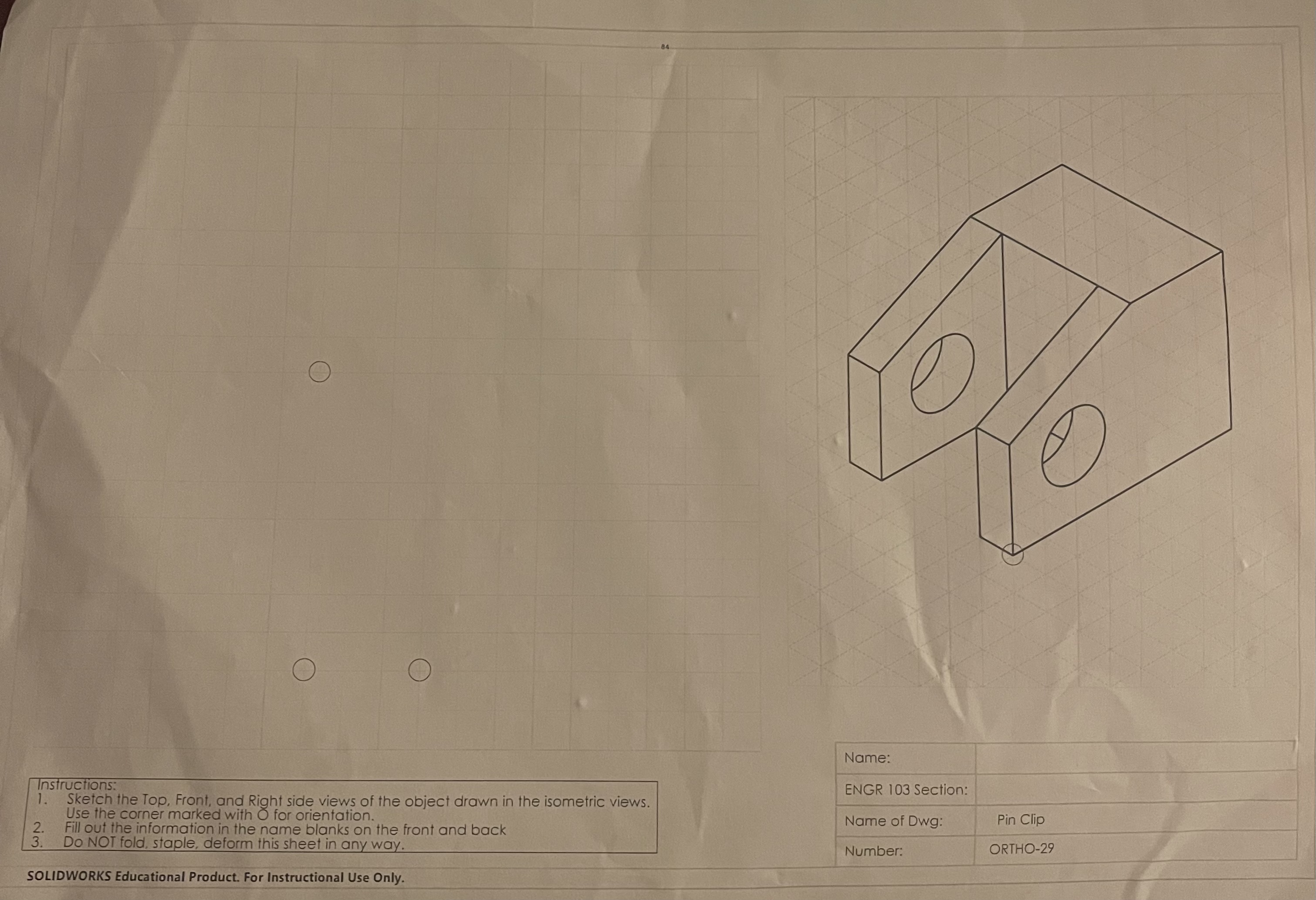 Instructions: 1. Sketch the Isometric view of the | Chegg.com